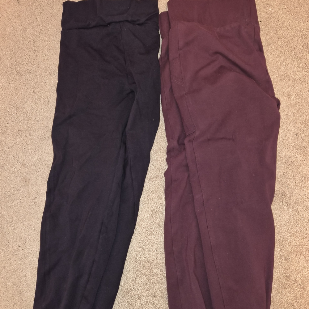 LOFT Black and Burgundy Leggings Duo